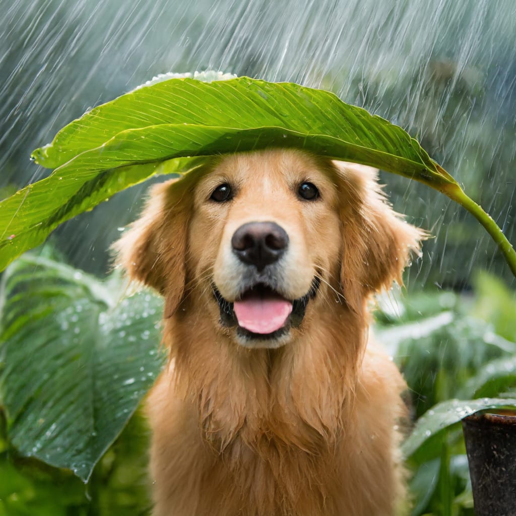 Golden Retriever unter Regen - Resilient